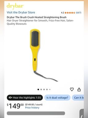 Drybar “The Brush Crush” Heated Straightening Brush - New without box